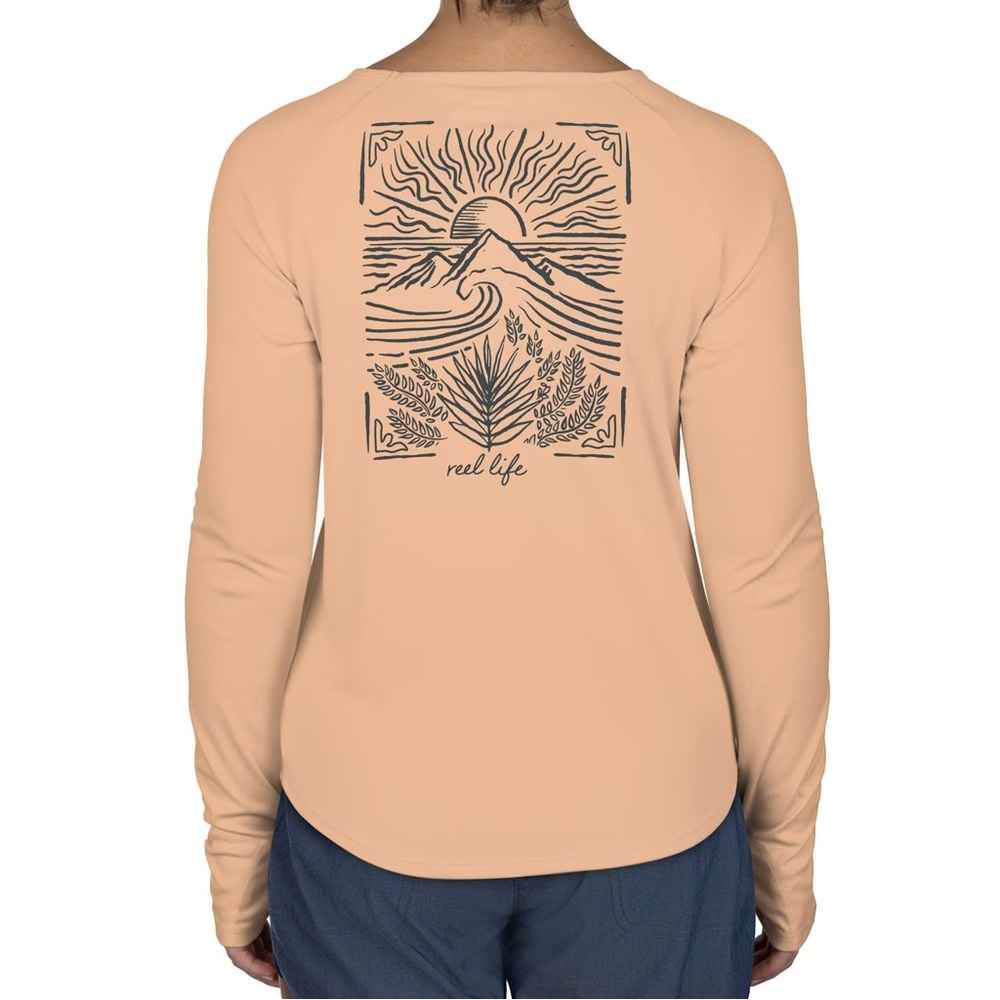 Reel Life Ladies UV Long Sleeve Tee Peach Parfait Size L - Picture 4 of 12